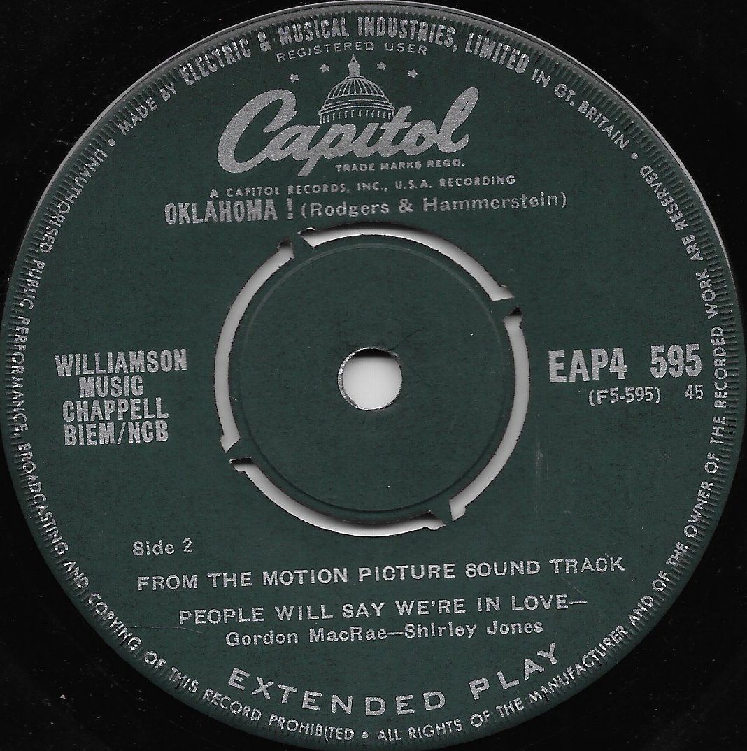 EAP 4-595 Oklahoma! 4 Rodgers / Hammerstein II from ITV, Channel 4 and Channel 5 library Label